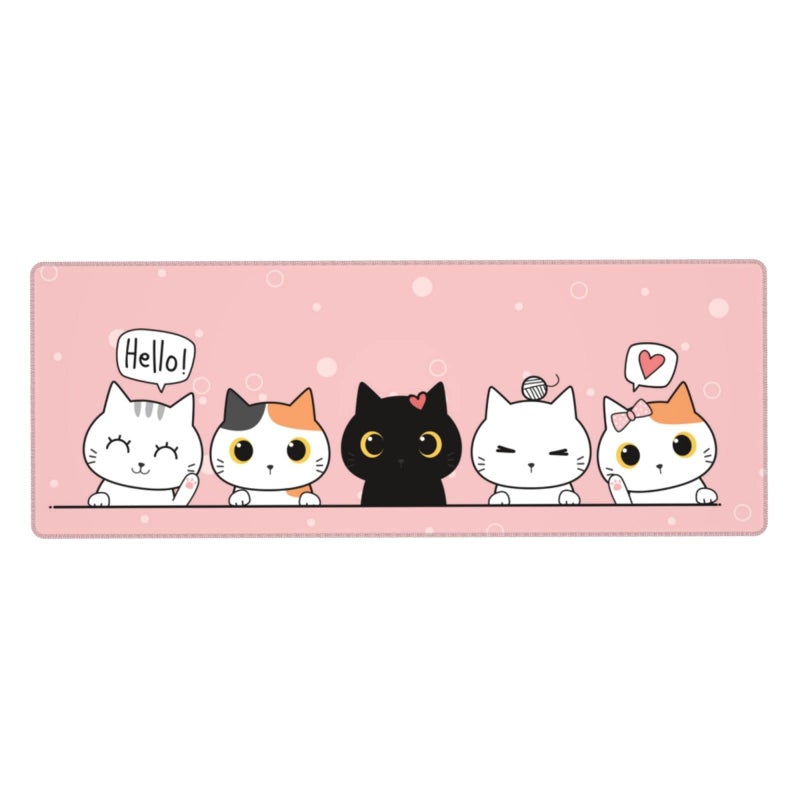 Yilad Pink Cute Kittens Cat Gaming Mouse Pad XL  Non Slip Rubber Base Mousepad  Stitched Edges Desk Pad  Extended Large Mice Pad 31.5 X 11.8 Inch - Image 2